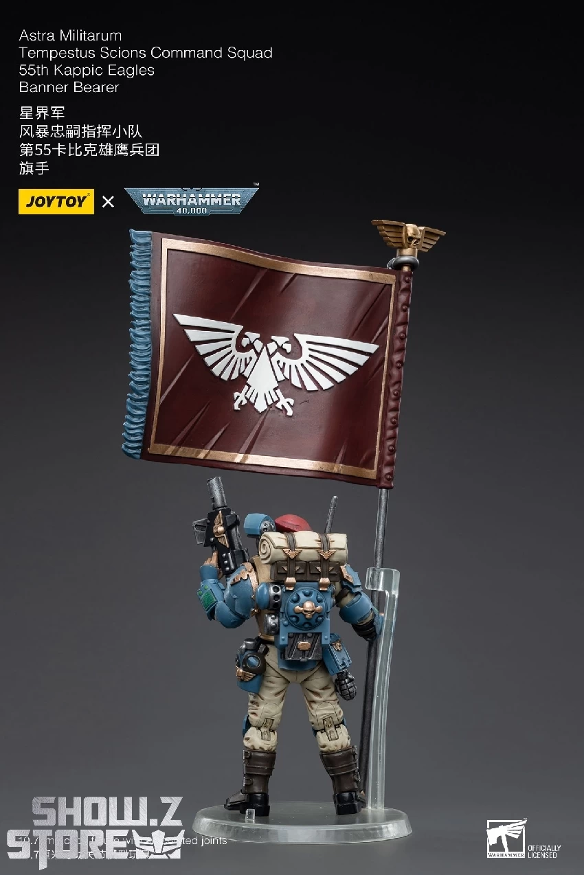 JoyToy Source 1/18 Warhammer 40K Astra Militarum Tempestus Scions Command Squad 55th Kappic Eagles Banner Bearer 5 JoyToy Source 1/18 Warhammer 40K Astra Militarum Tempestus Scions Command Squad 55th Kappic Eagles Banner Bearer - Image 3